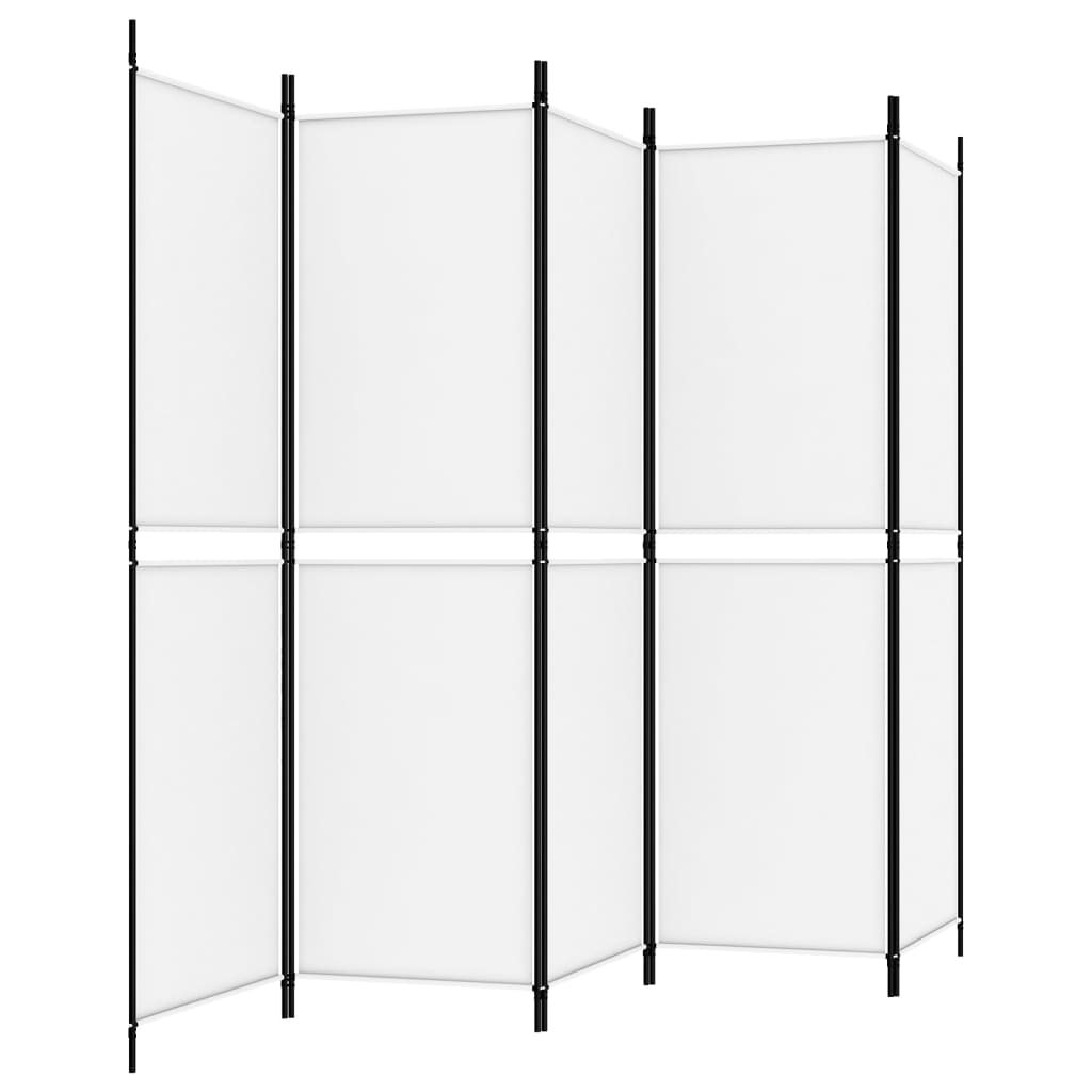5-Panel Room Divider White 250x180 cm Fabric